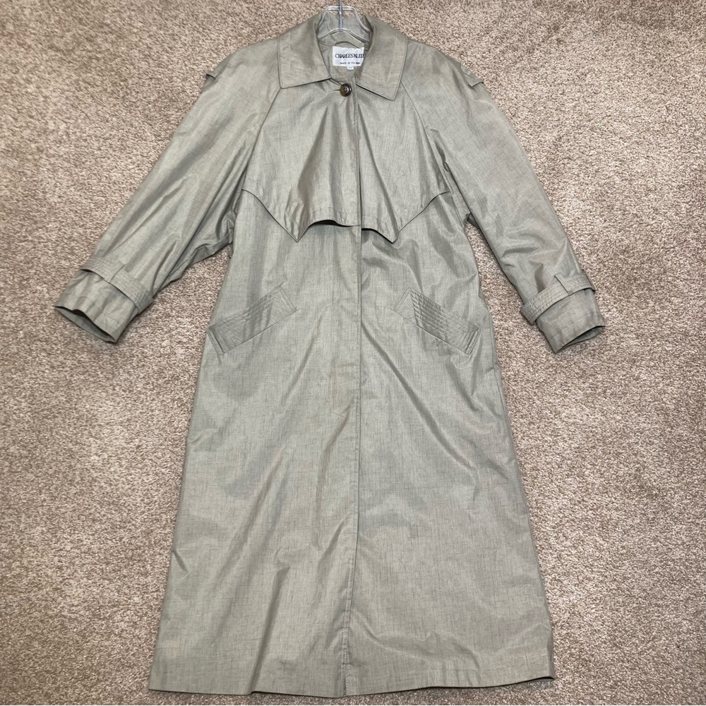 Women's Charles Klein Tan Full Length Trench Coat Size 6P EUC!
